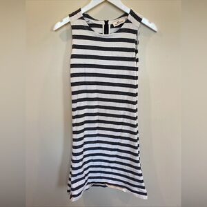 Vineyard Vines Striped Dress Mini Beach 100% Cotton White Black Womens Size XS